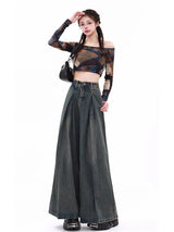 Jean en denim bleu oversize Y2K