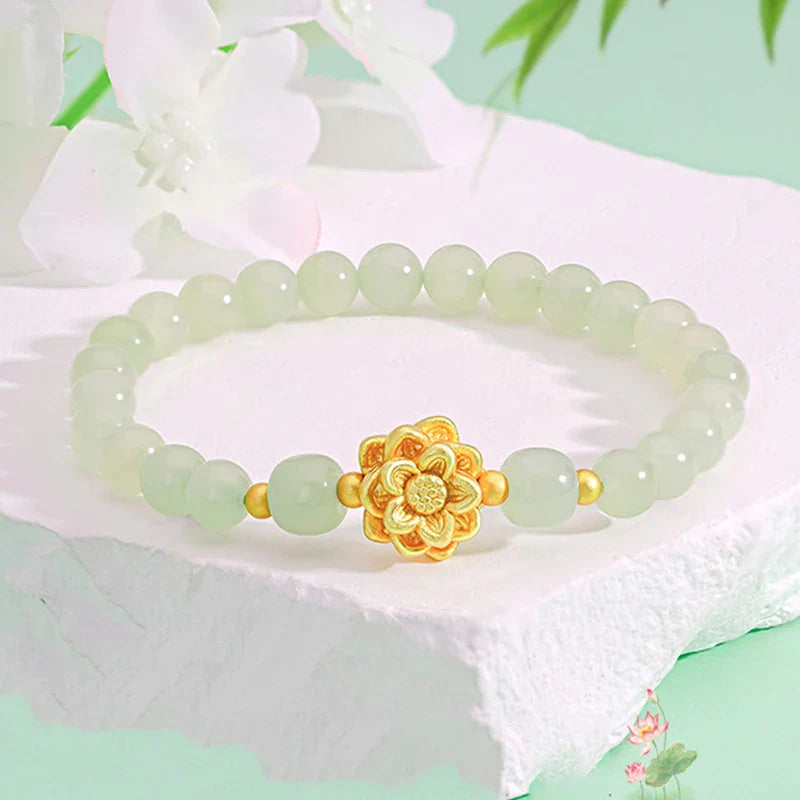 Luxurious Gold Plated Lotus Flower Bracelet