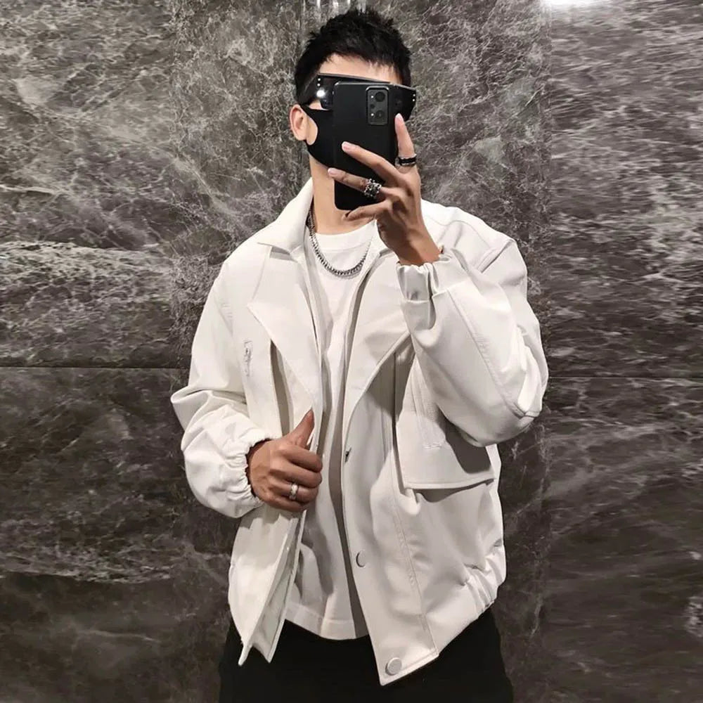 Solid Color Autumn Flight Leather Jacket