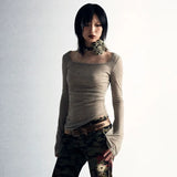 Grunge Y2K Tattoo Irregular Print Knitted Women's Top