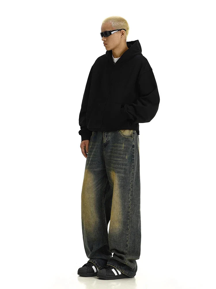 Adjustable Green Retro Wide Leg Jeans