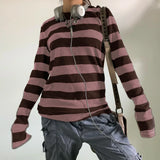 Y2K Striped Artisan's Craft T-Shirt