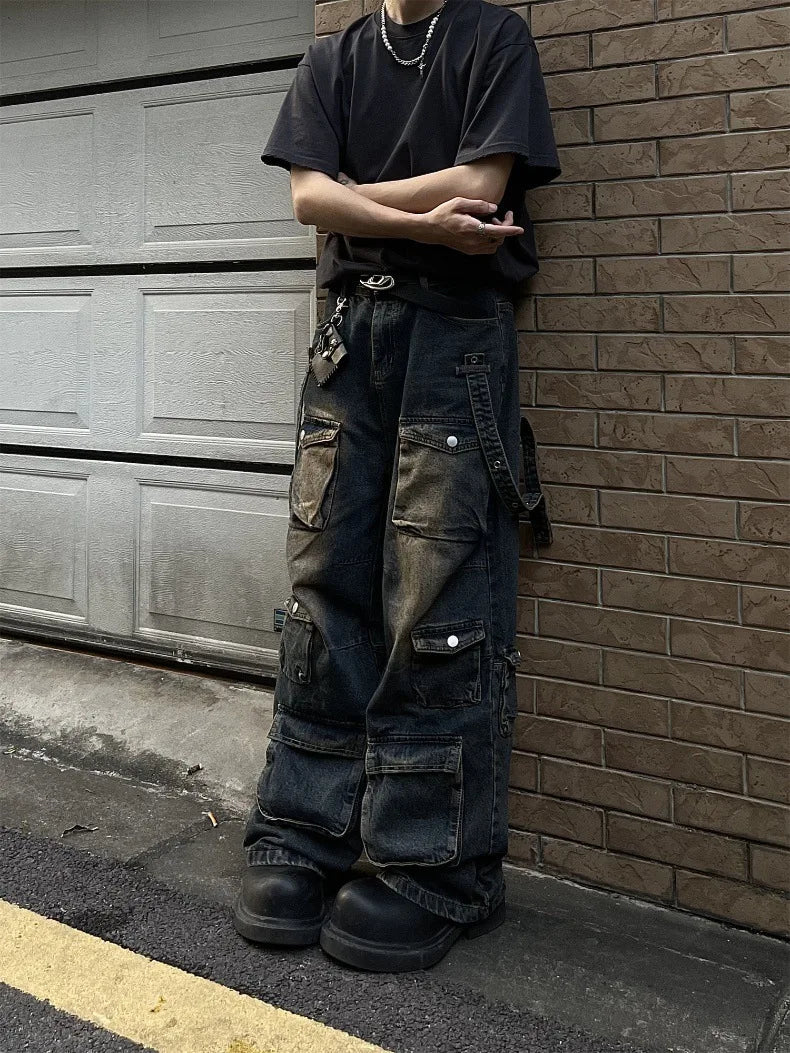 Advanced Streetwear Loose Fit Cargo Jeans