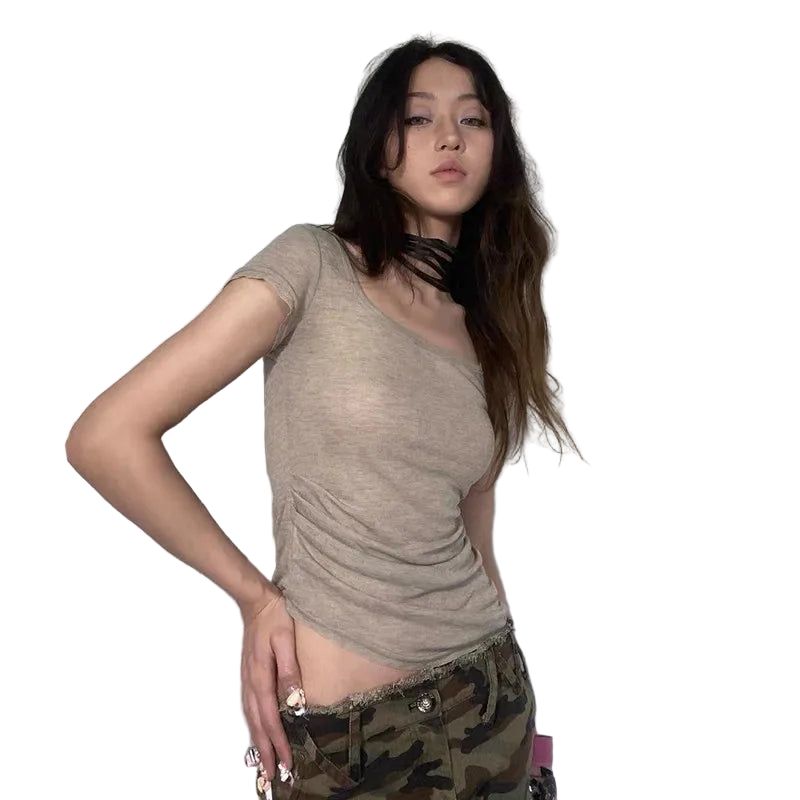 Y2K Grunge Tattoo Print Knitted Tee