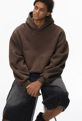 Short Curved Hem Men’s Fleece Hoodie Sweatshirt