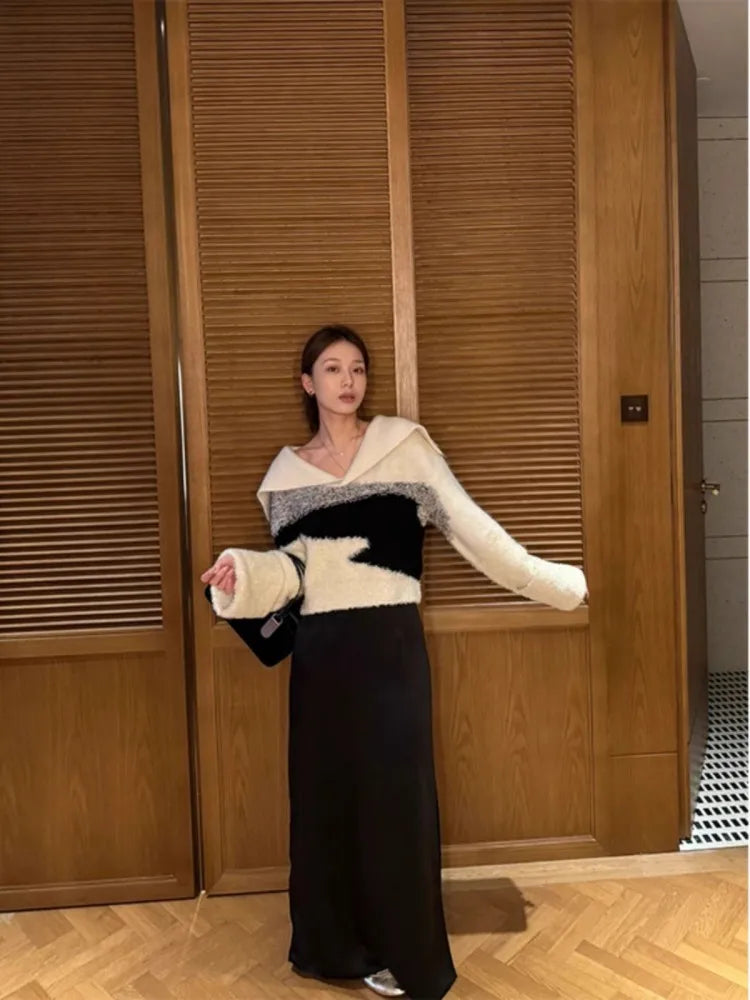 아늑한 빈티지 오버사이즈 칼라 니트 스웨터