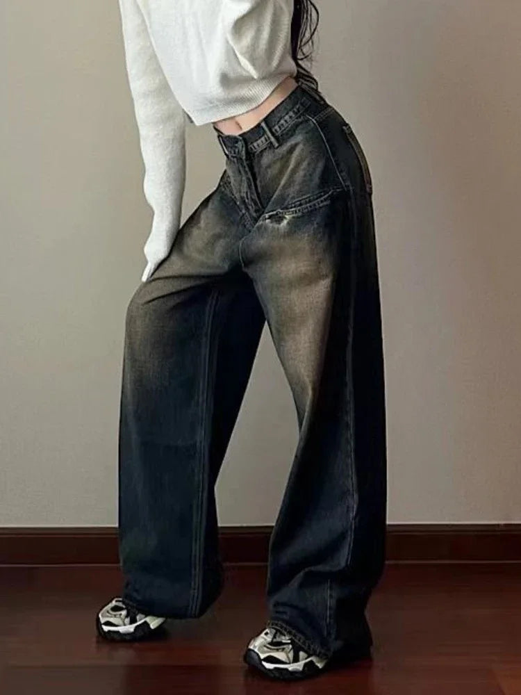 Jean en denim taille haute tendance pour femme, idéal pour le printemps