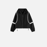 Stylish Lace Patchwork Hooded Windbreaker Jacket