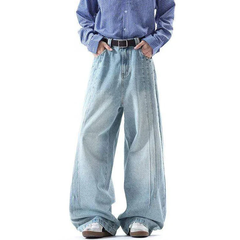 Jeans mit minimalistischem Look, Farbverlauf und weitem Bein