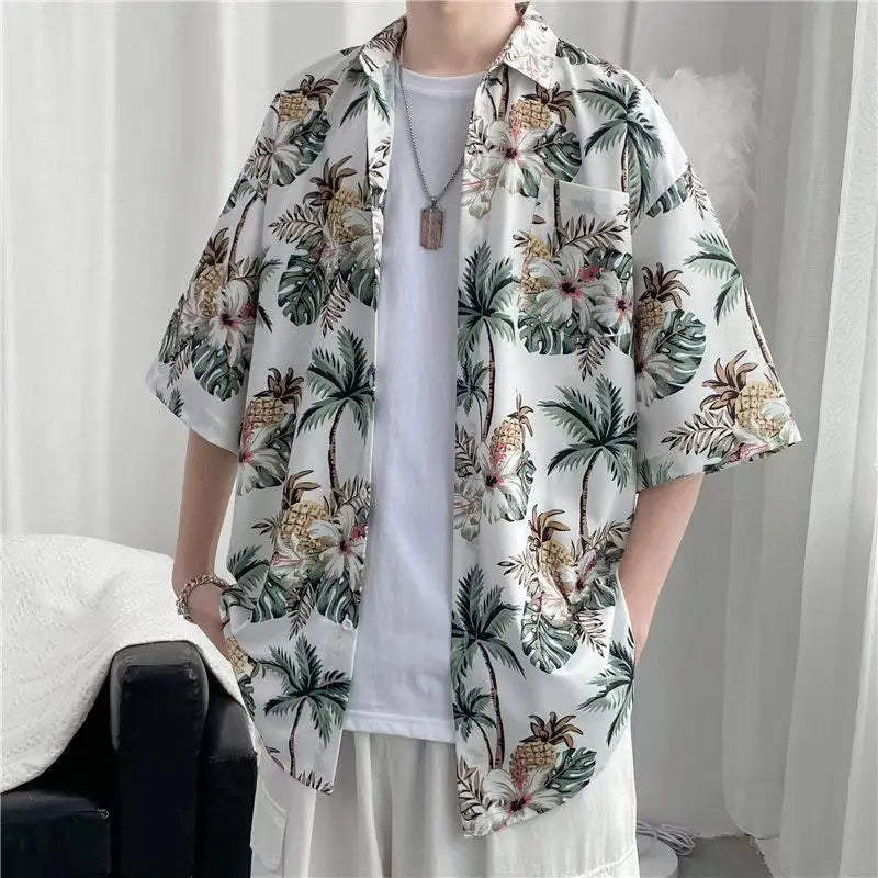 Chemise élégante à manches courtes boutonnée pour femme, style Floride