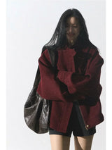 Rote Baseballjacke aus Wolle für Pendler