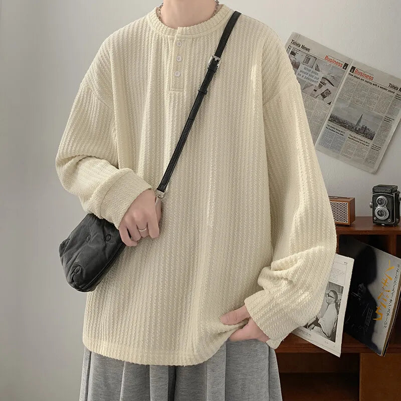 White Casual Round Neck Long T-Shirt