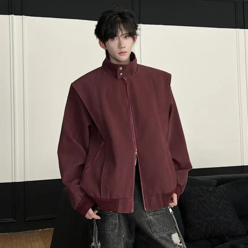 Veste américaine à fermeture éclair déstructurée d'automne