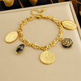 Golden Stainless Steel Cross Portrait Necklace
