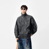 Jacke aus Kunstleder mit Stehkragen