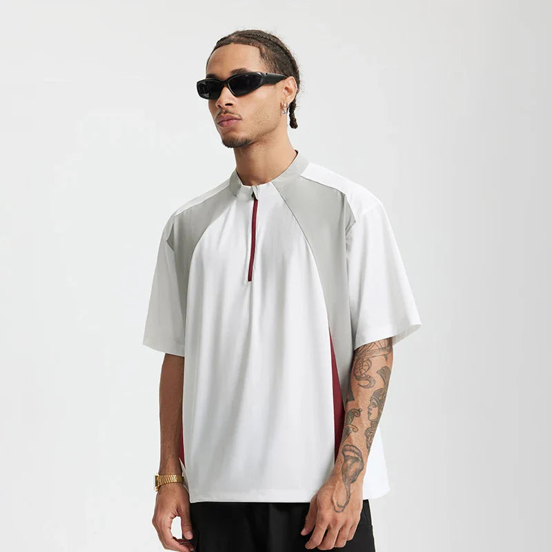 T-shirt à col zippé performant