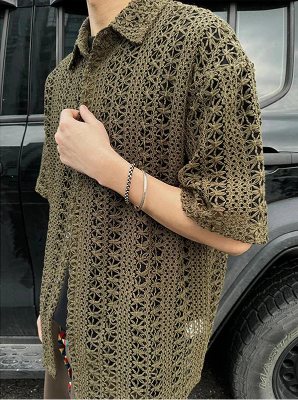 Stilvoller, olivgrüner Strickcardigan