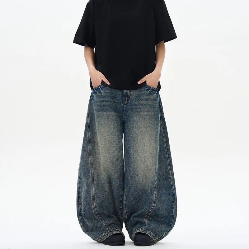 Patchwork Lightning Wide Leg Jeans
