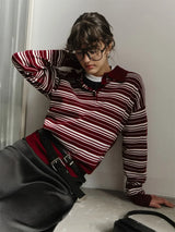 T-shirt polo rayé vintage streetwear à col polo en maille