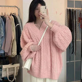 Vintage Oversized V-neck Knitted Sweater
