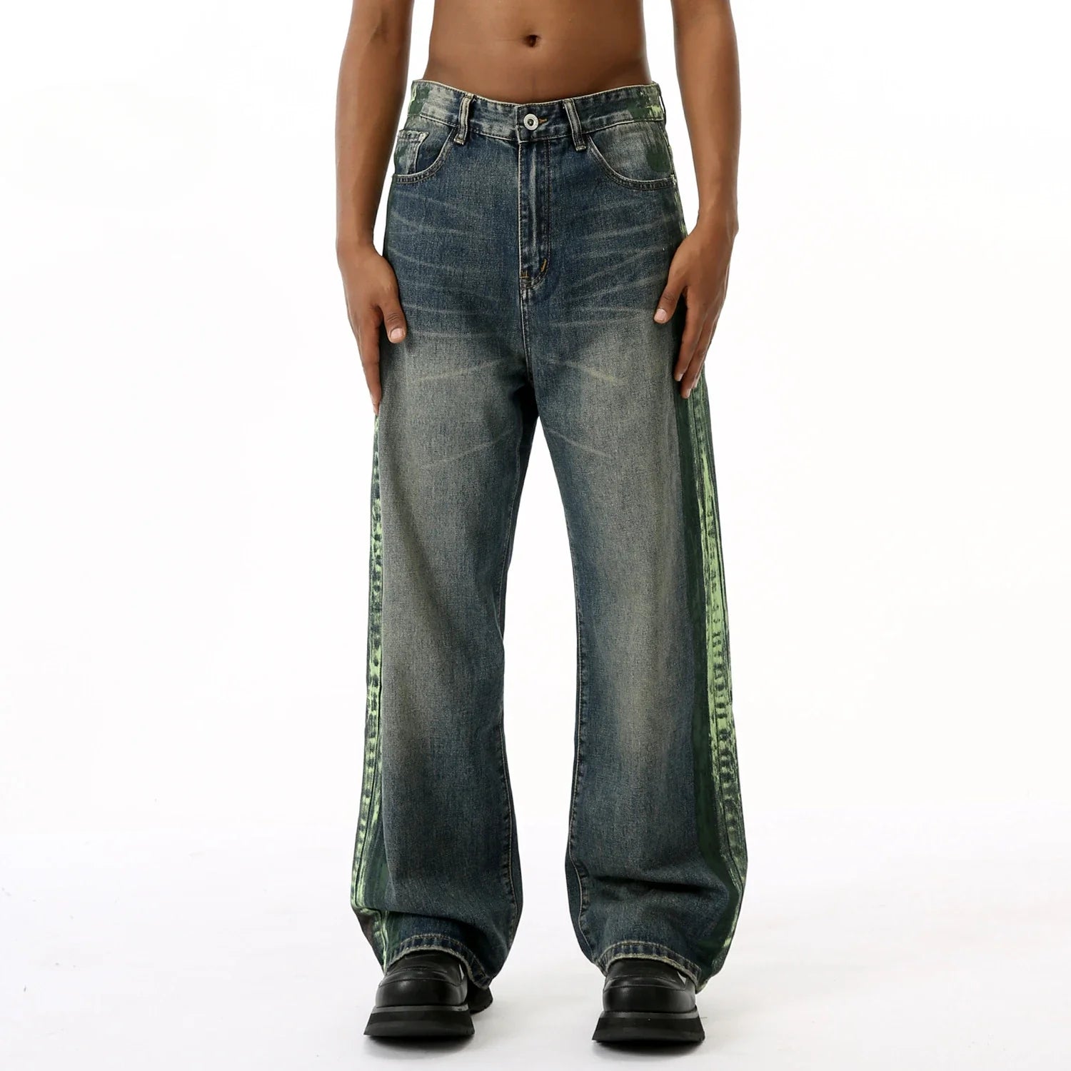 Retro Streetwear Gestreifte Baggy Hip Hop Jeans