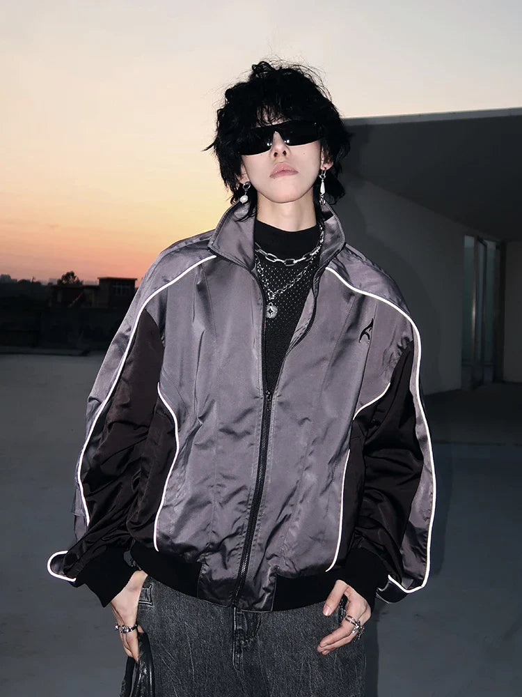 Avant Garde Reflective Contrast Color Windbreaker Jacket