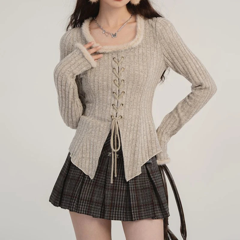 Damen-Strickjacke im koreanischen Vintage-Stil
