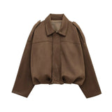 Veste à revers en daim texturé vintage haut de gamme
