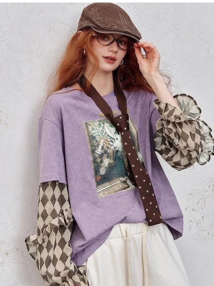 Retro Purple Long Sleeve T-Shirt
