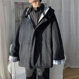 Women Chic Hooded Patchwork Plaid Jacket