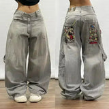 Y2K Embroidered Wide-Leg Jeans