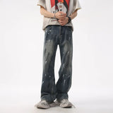 Hochwertige, lockere Graffiti-Jeans mit geradem Schnitt