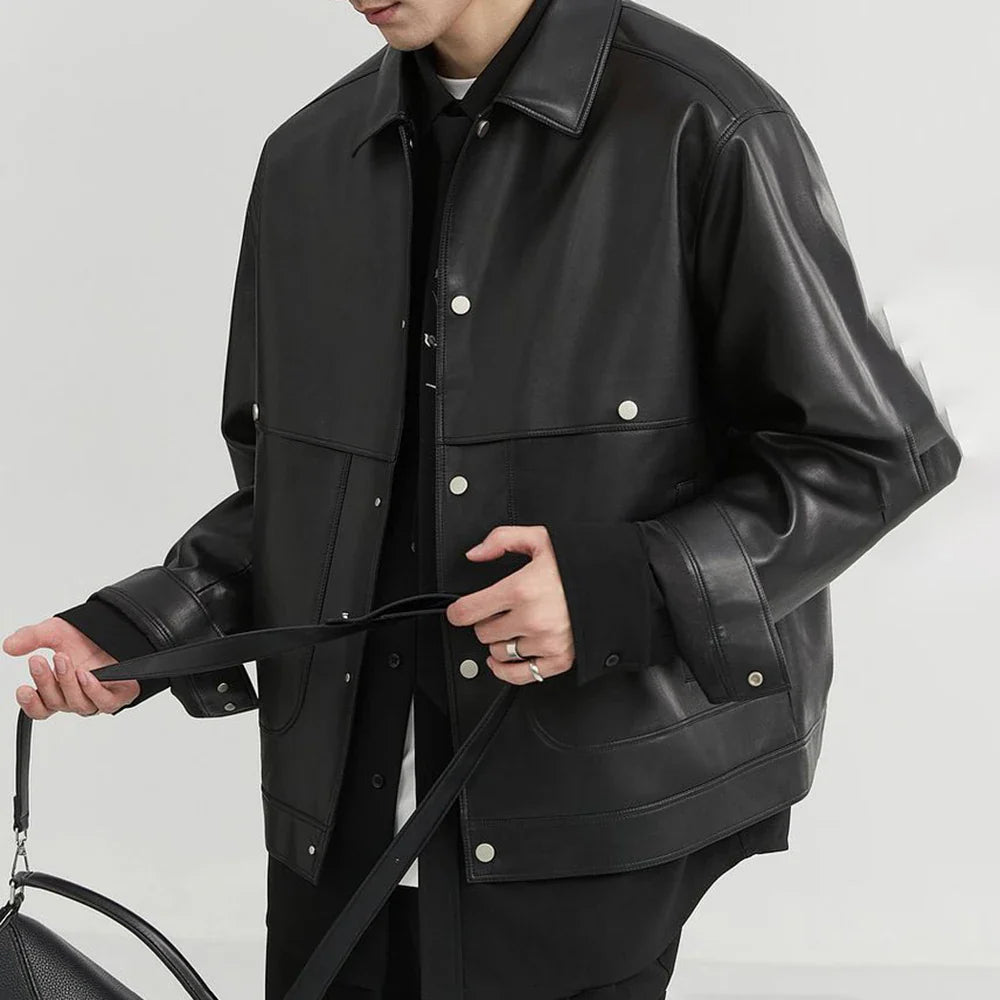 Versatile Mens Moto Biker Leather Jacket
