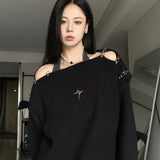 Star Loose Off Shoulder Sweater