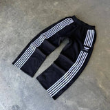 Flexible American Wide Leg Striped Sweatpants