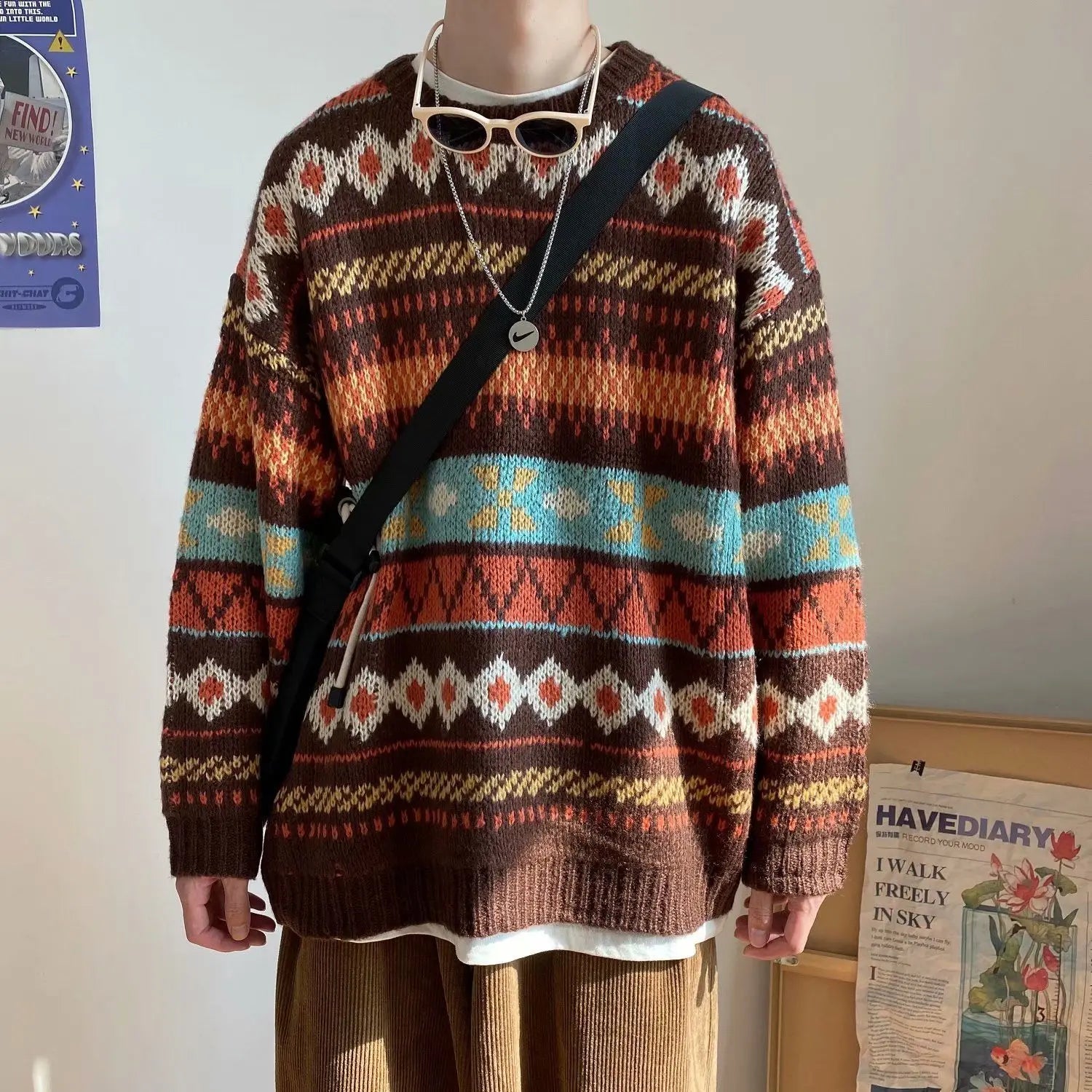 Strickpullover mit geometrischem Muster