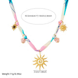 Golden Sun Totem Ceramic Flower Necklace