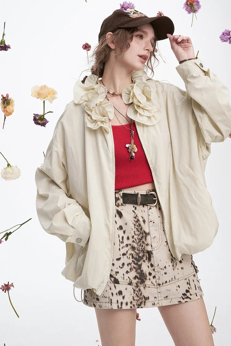 Lässige Jacke mit süßem Rüschenkragen
