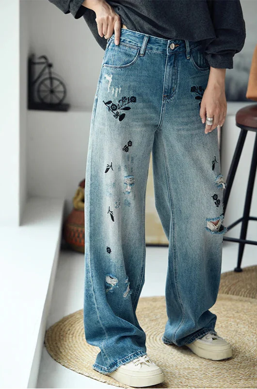Vintage-Westernjeans in Weiß im Used-Look