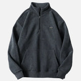 Japanese Streetwear Corduroy Half Zip Sweatshirt
