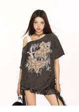 Butterfly Print Oversized Short Sleeve T-Shirt
