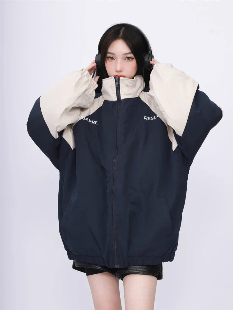 Veste coupe-vent patchwork streetwear oversize à l'énergie débordante