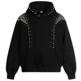 Men Pearl Patchwork Oversized Hoodie