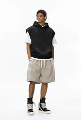 Heavyweight Casual Rolled Edge Sleeveles Hoodie