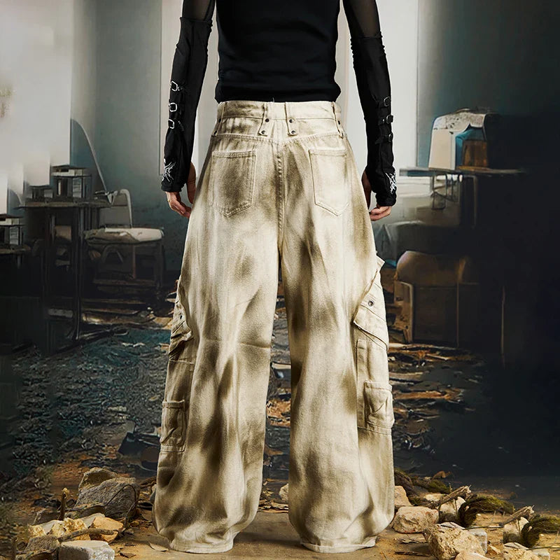 Original Burr Edge Tie-Dyed Cargo Jeans