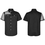 Gothic-Hemd mit asymmetrischem schwarzen Ghost-Button-Muster