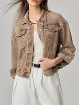 Women Signature Stylish Retro Denim Jacket