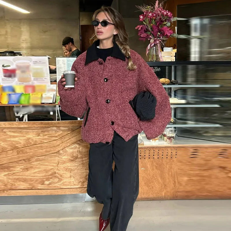 Veste chic à empiècements et col rabattu pour femme