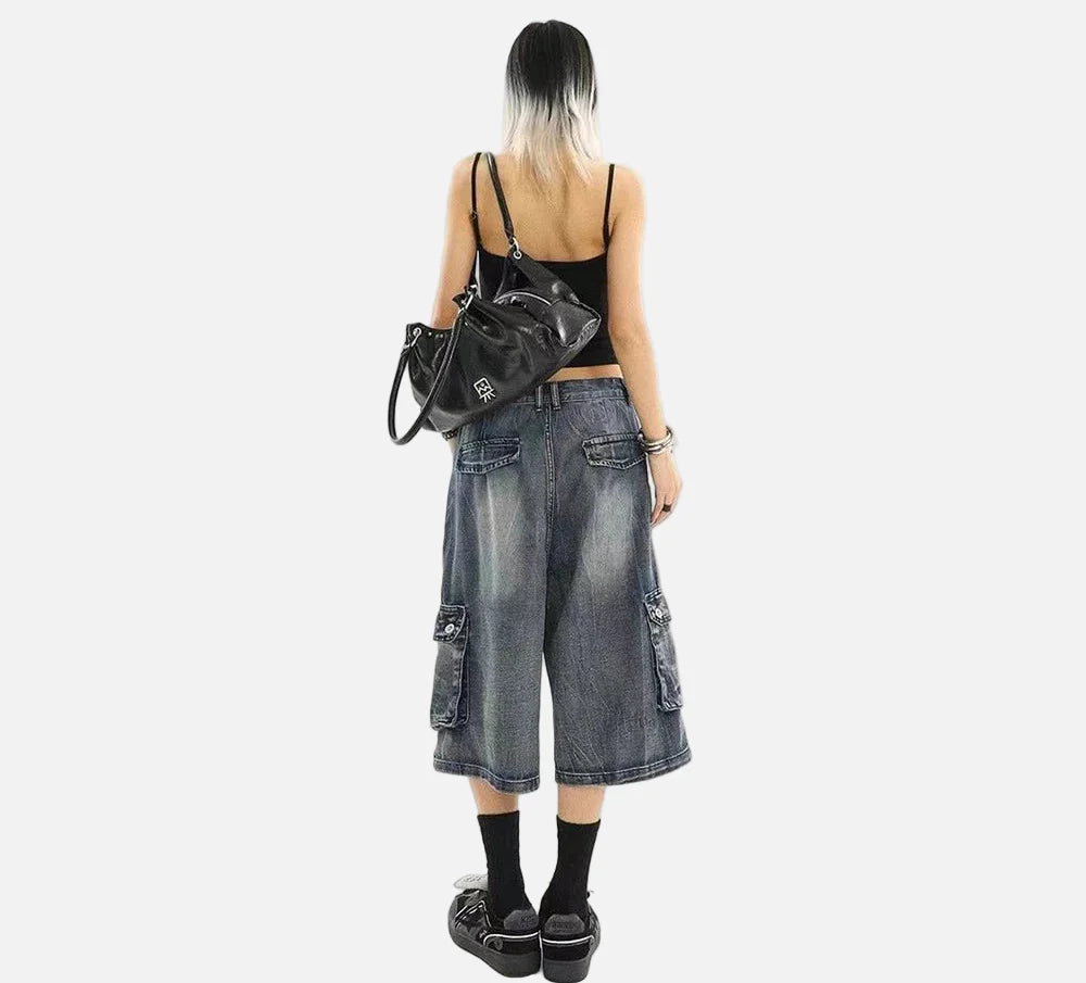 Premium Straight Fit Workwear Denim Cargo Jorts