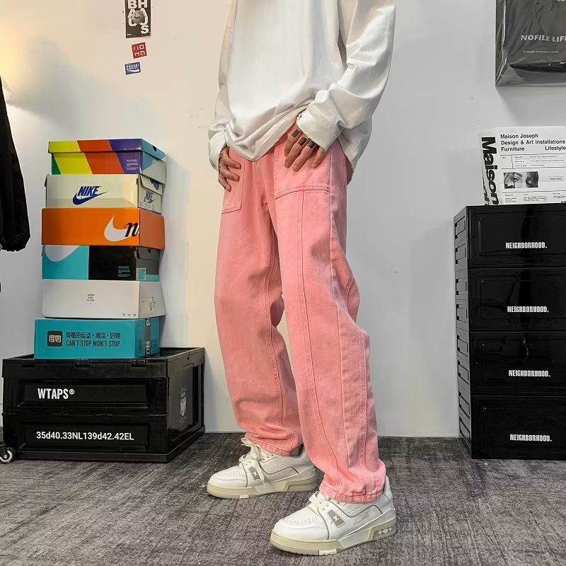 솔리드 핑크 빈티지 팬츠